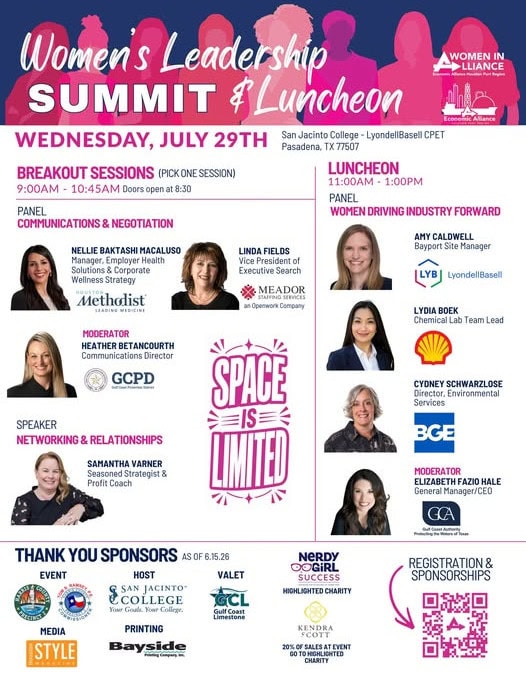 Register Now for the Economic Alliance Houston Port Region Women’s Leadership Summit & Luncheon – Jul 29, 2026 – Pasadena, TX
