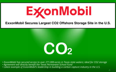 ExxonMobil Secures Largest CO2 Offshore Storage Site in the U.S.