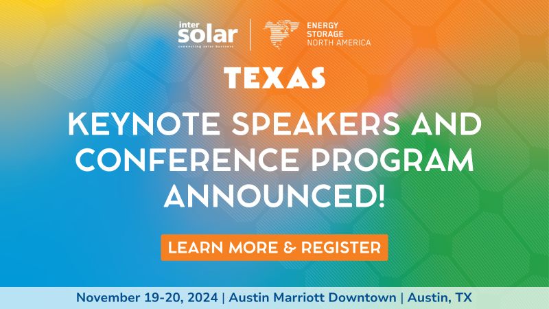 Intersolar & Energy Storage North America Texas Announces Keynote Speakers and Conference Program