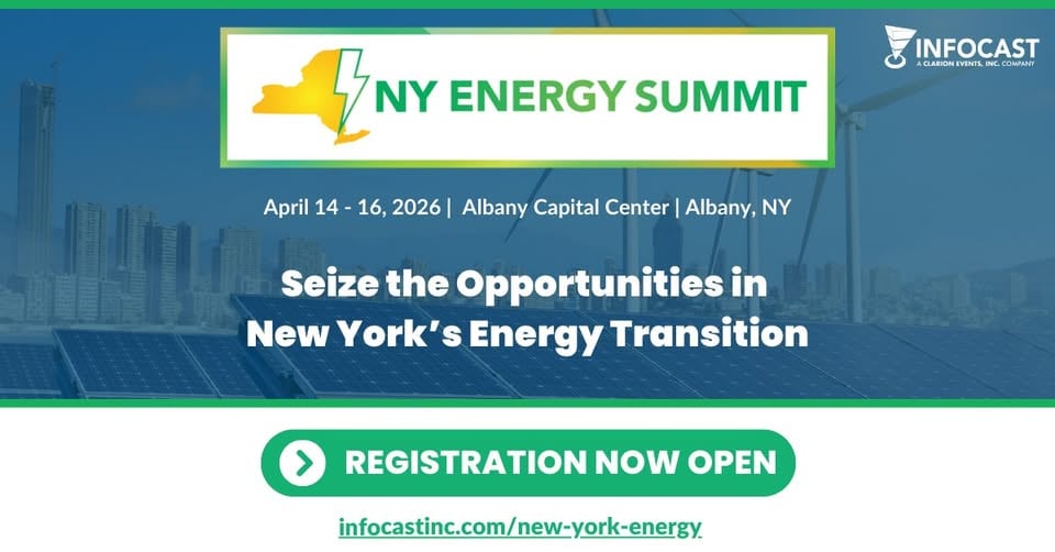 Register for New York Energy Summit 2026, April 14 – 16, 2026 Albany, NY by Infocast Events