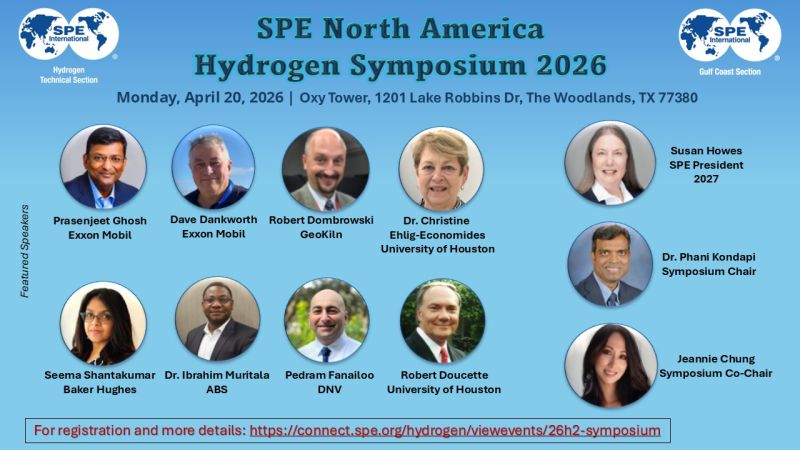 Register Now for the SPE North America Hydrogen Symposium 2026 – April 20, 2026 – The Woodlands, TX